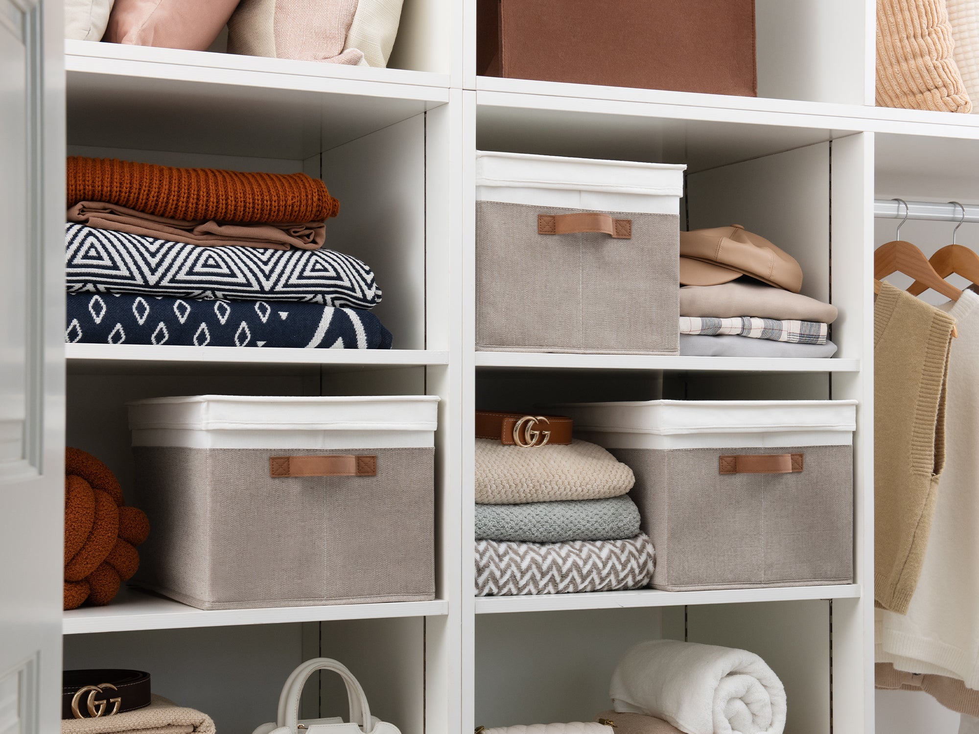 Lidded Large Storage Bins, Foldable Decorative Boxes, 3-Pack