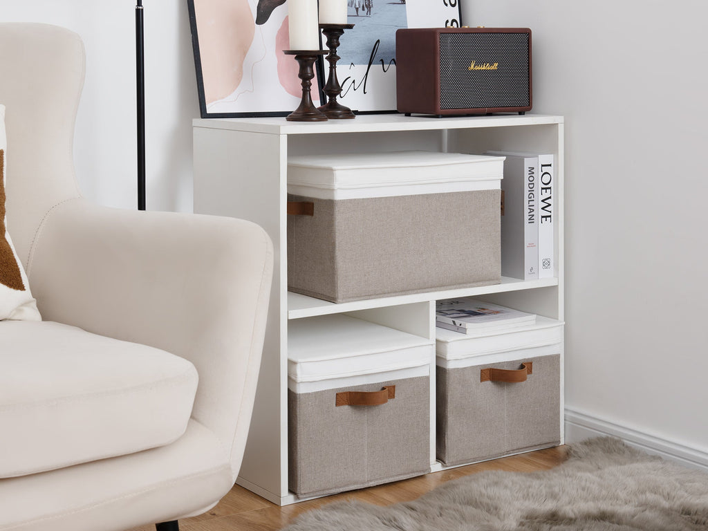 Lidded Large Storage Bins, Foldable Decorative Boxes, 3-Pack