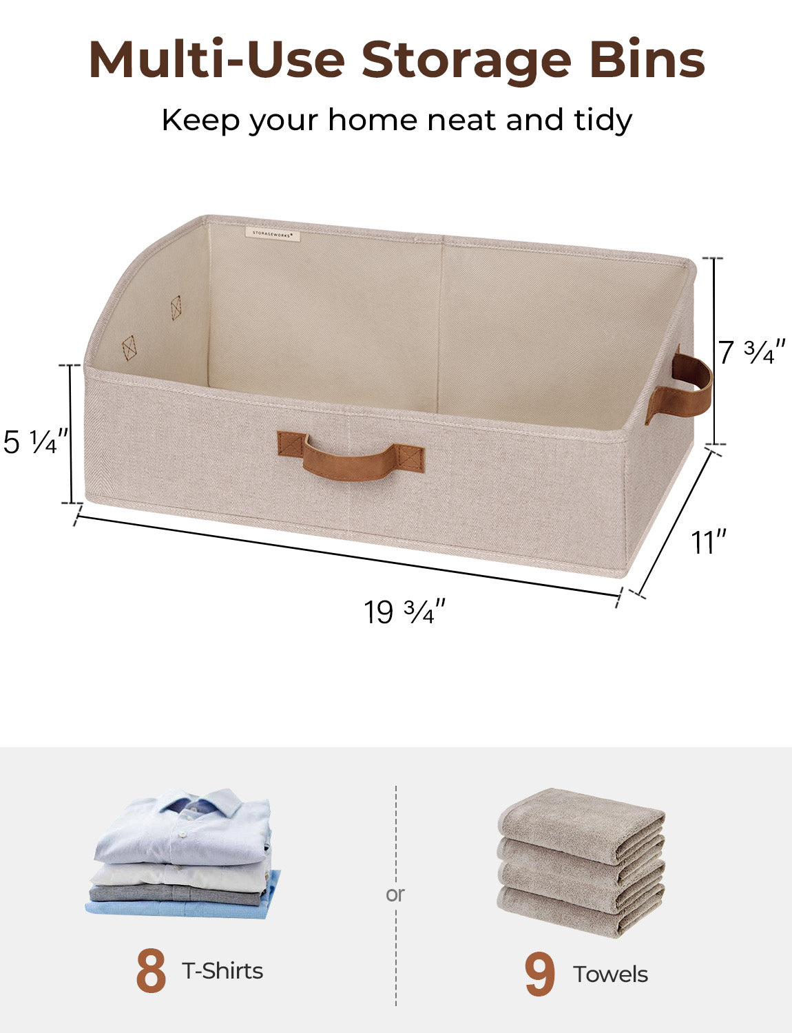 Closet Storage Bins, Trapezoid Storage Box, 3-Pack