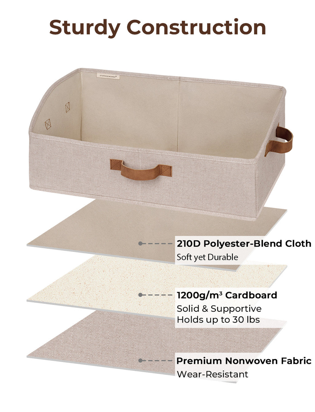 Closet Storage Bins, Trapezoid Storage Box, 3-Pack