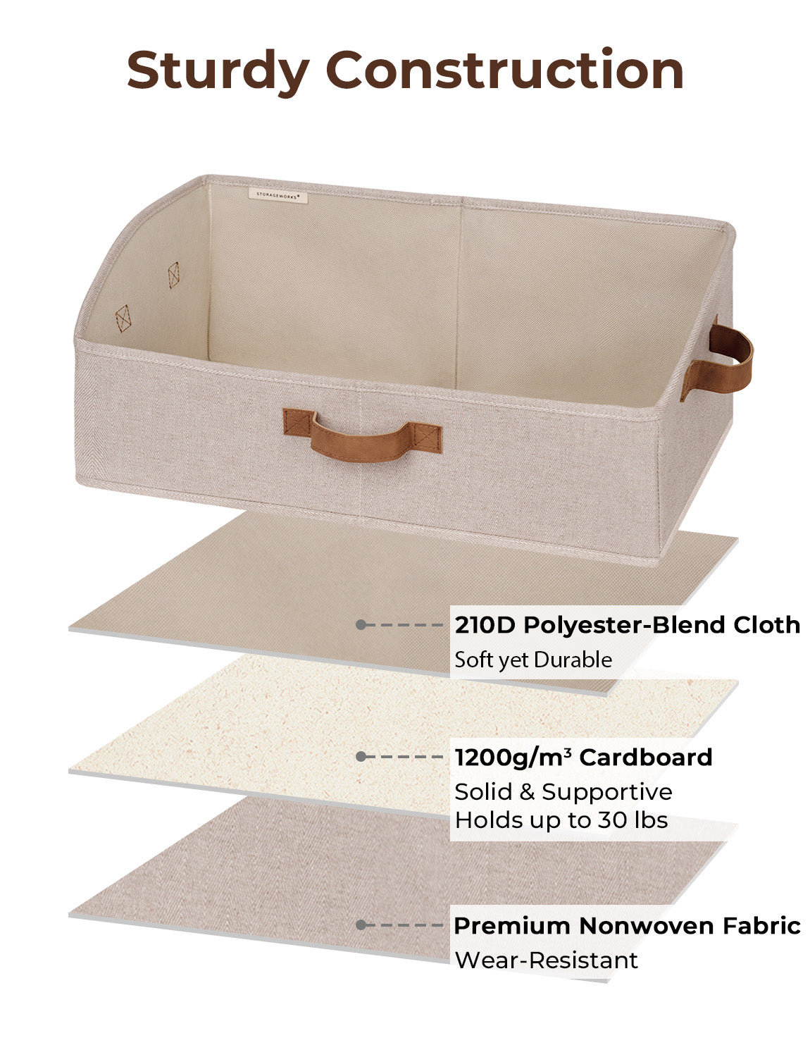 Closet Storage Bins, Trapezoid Storage Box, 3-Pack