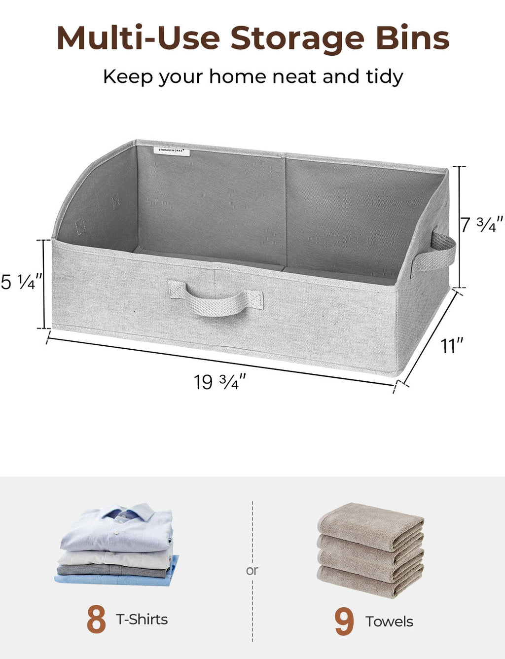 Closet Storage Bins, Trapezoid Storage Box, 3-Pack