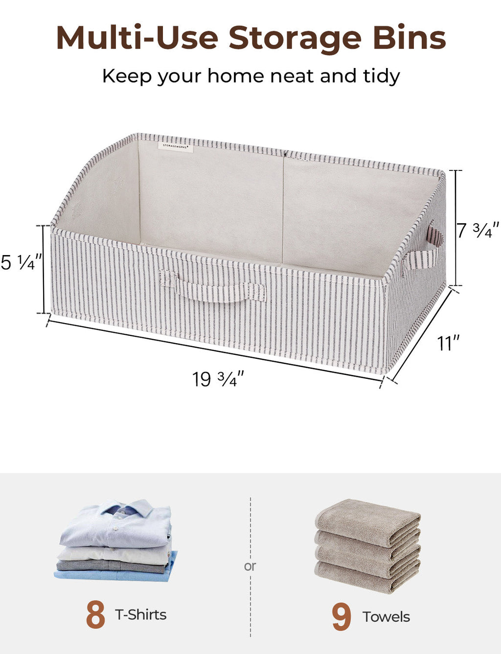 Closet Storage Bins, Trapezoid Storage Box, 3-Pack