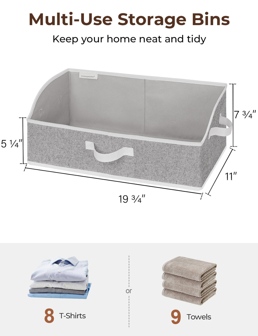 Closet Storage Bins, Trapezoid Storage Box, 3-Pack