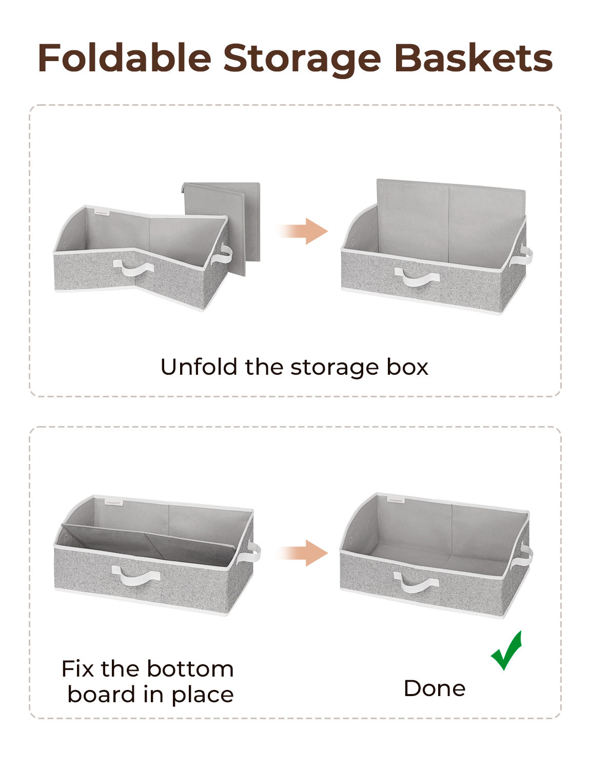 Closet Storage Bins, Trapezoid Storage Box, 3-Pack