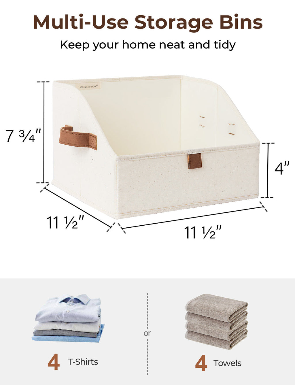 Closet Storage Bins, Trapezoid Storage Box, 3-Pack