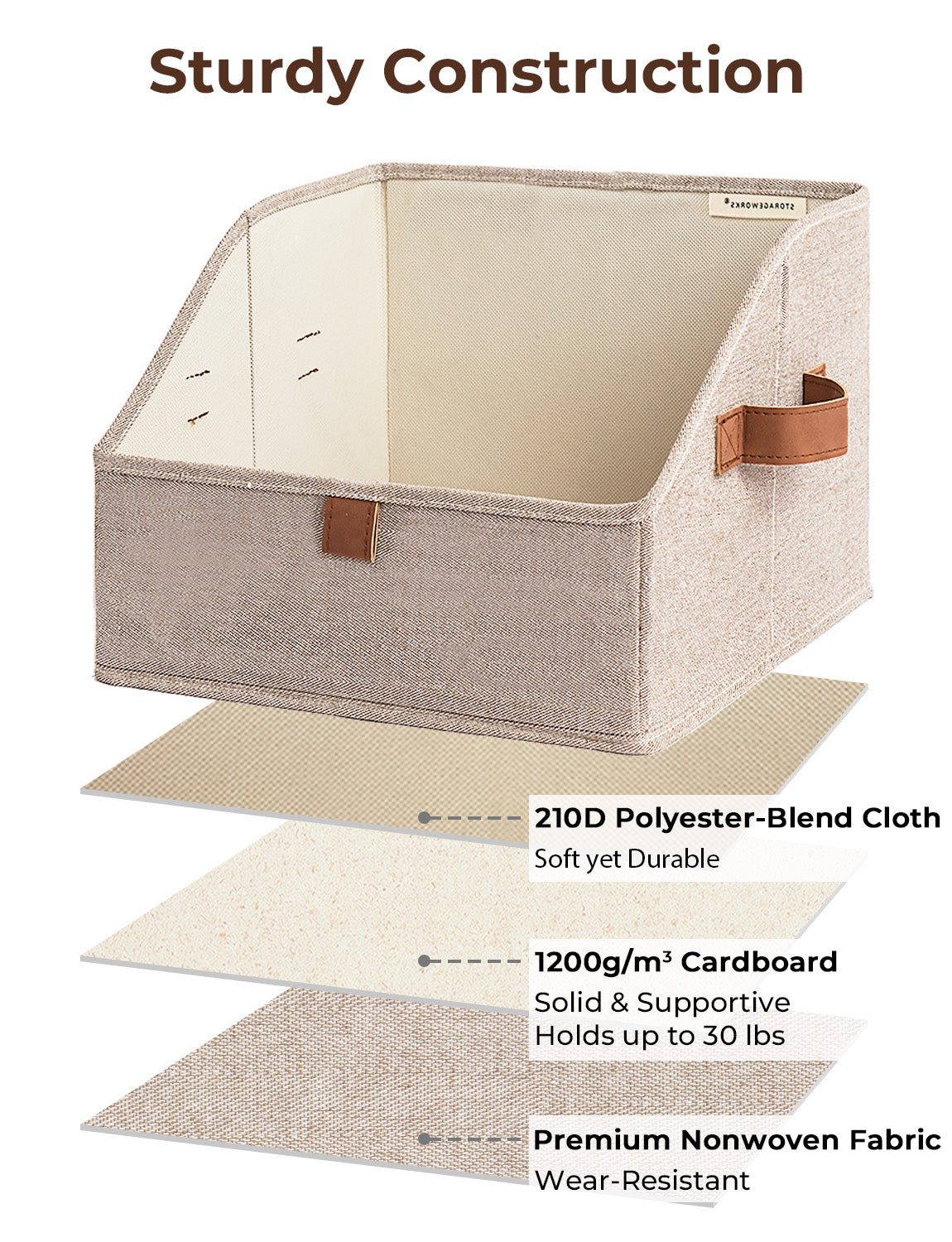 Closet Storage Bins, Trapezoid Storage Box, 3-Pack