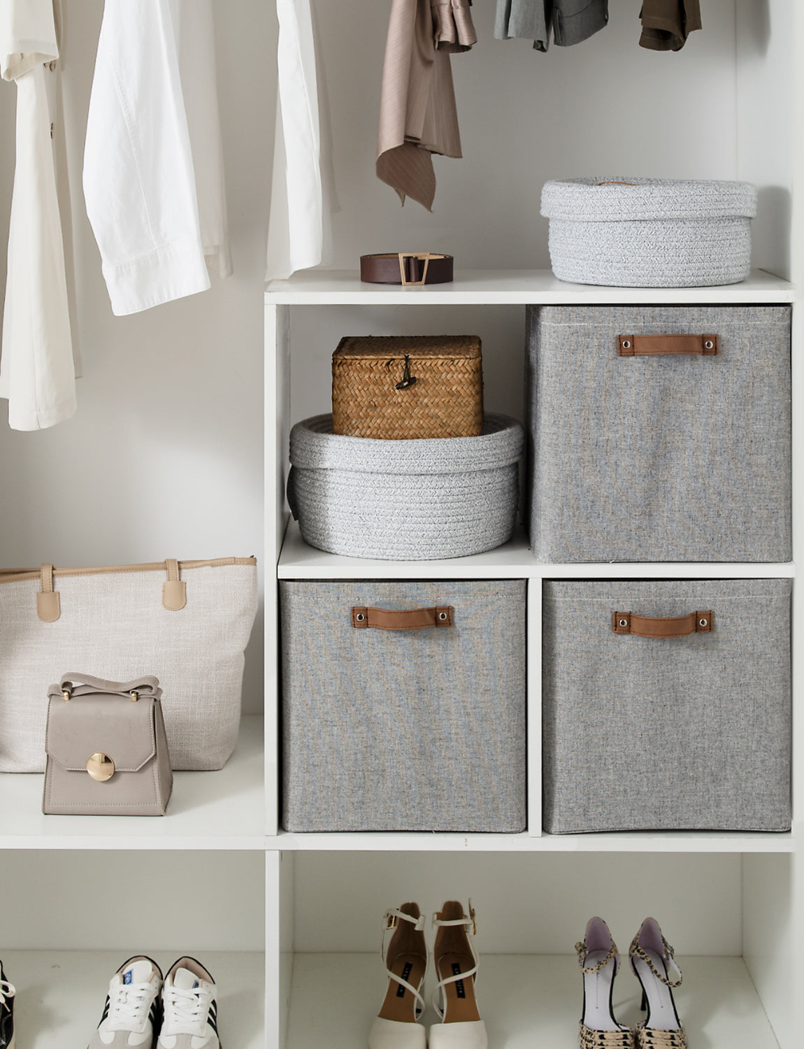 13x13 Inches Storage Cube, Fabric Storage Bins with PU Handles