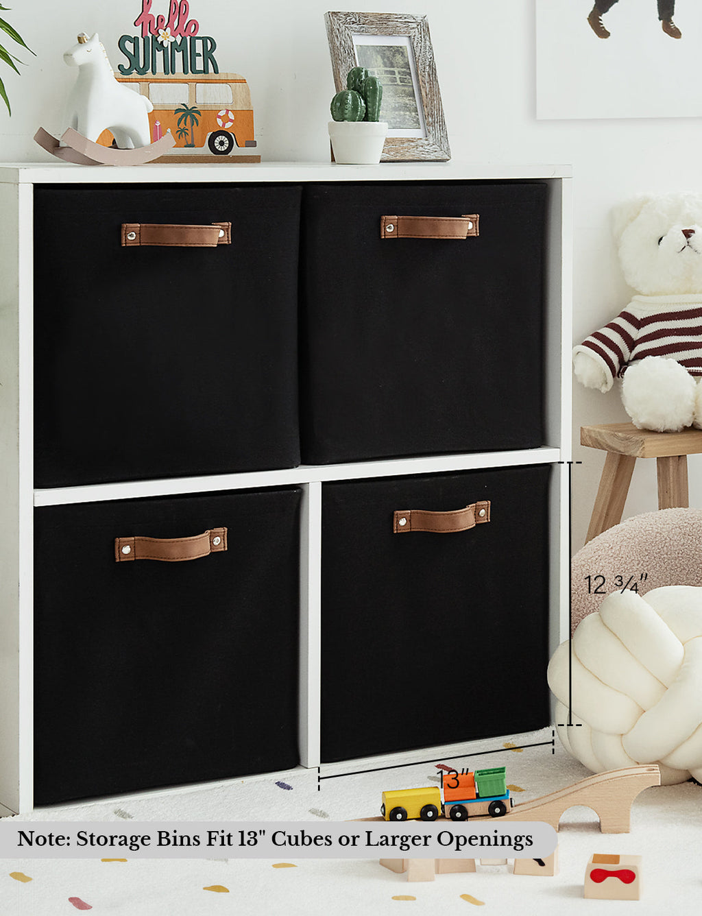 13x13 Inches Storage Cube, Fabric Storage Bins with PU Handles