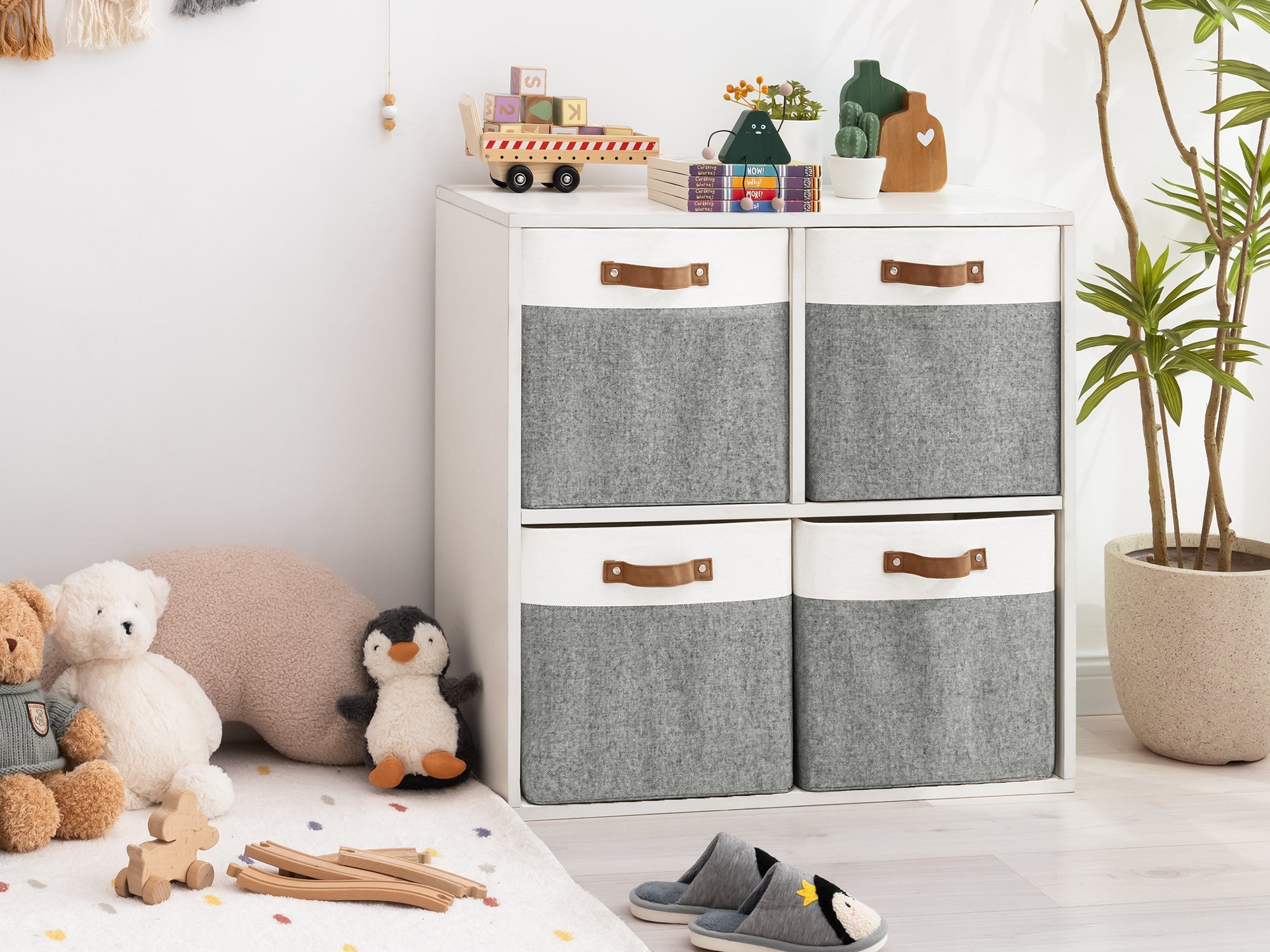 13x13 Inches Storage Cube, Fabric Storage Bins with PU Handles