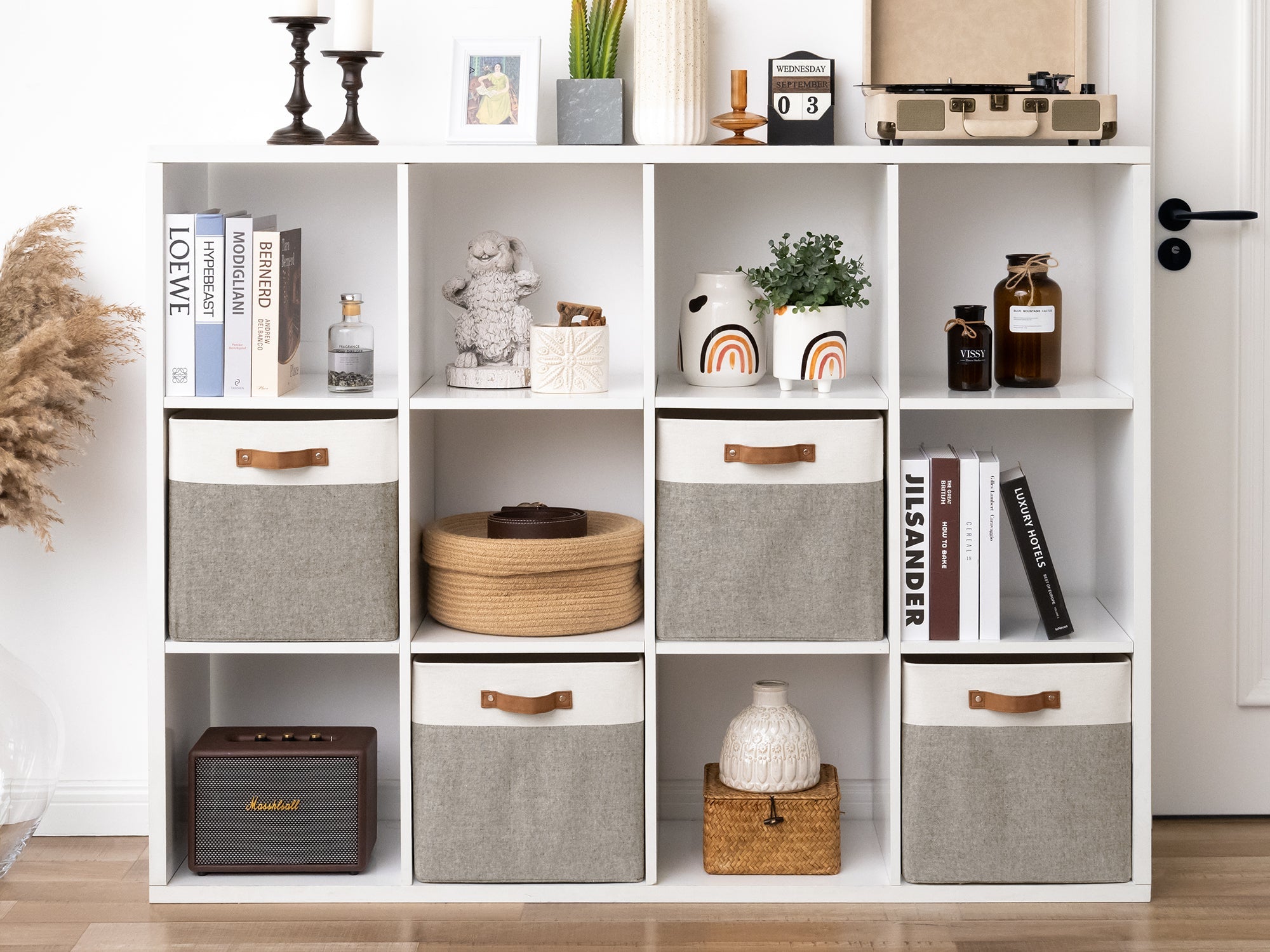 13x13 Inches Storage Cube, Fabric Storage Bins with PU Handles