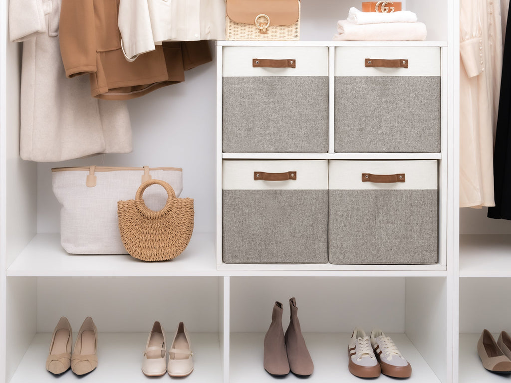 13x13 Inches Storage Cube, Fabric Storage Bins with PU Handles