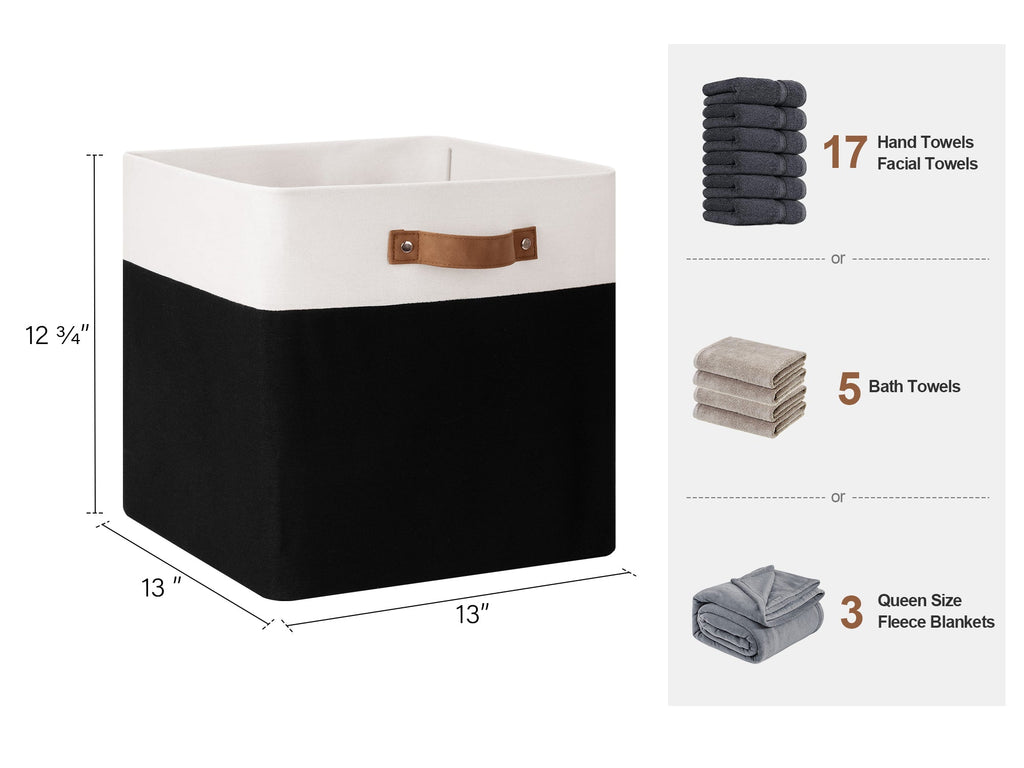 13x13 Inches Storage Cube, Fabric Storage Bins with PU Handles