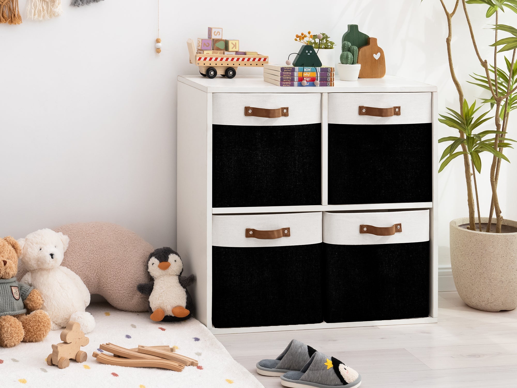 13x13 Inches Storage Cube, Fabric Storage Bins with PU Handles