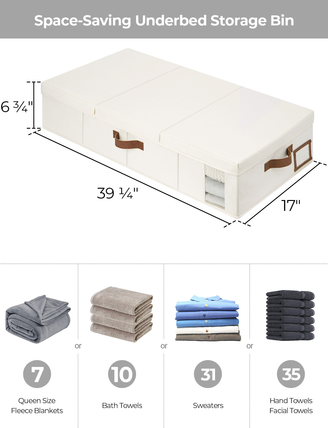 Under Bed Storage Bins with Lids, 2 Pack