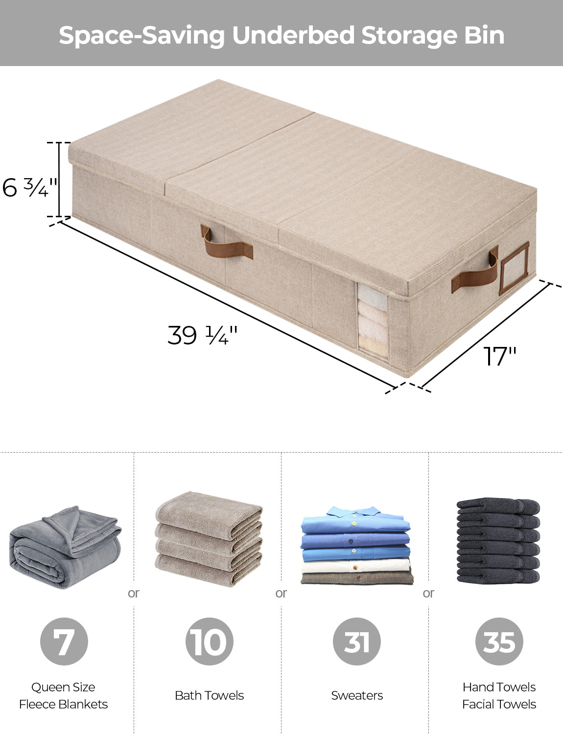 Under Bed Storage Bins with Lids, 2 Pack