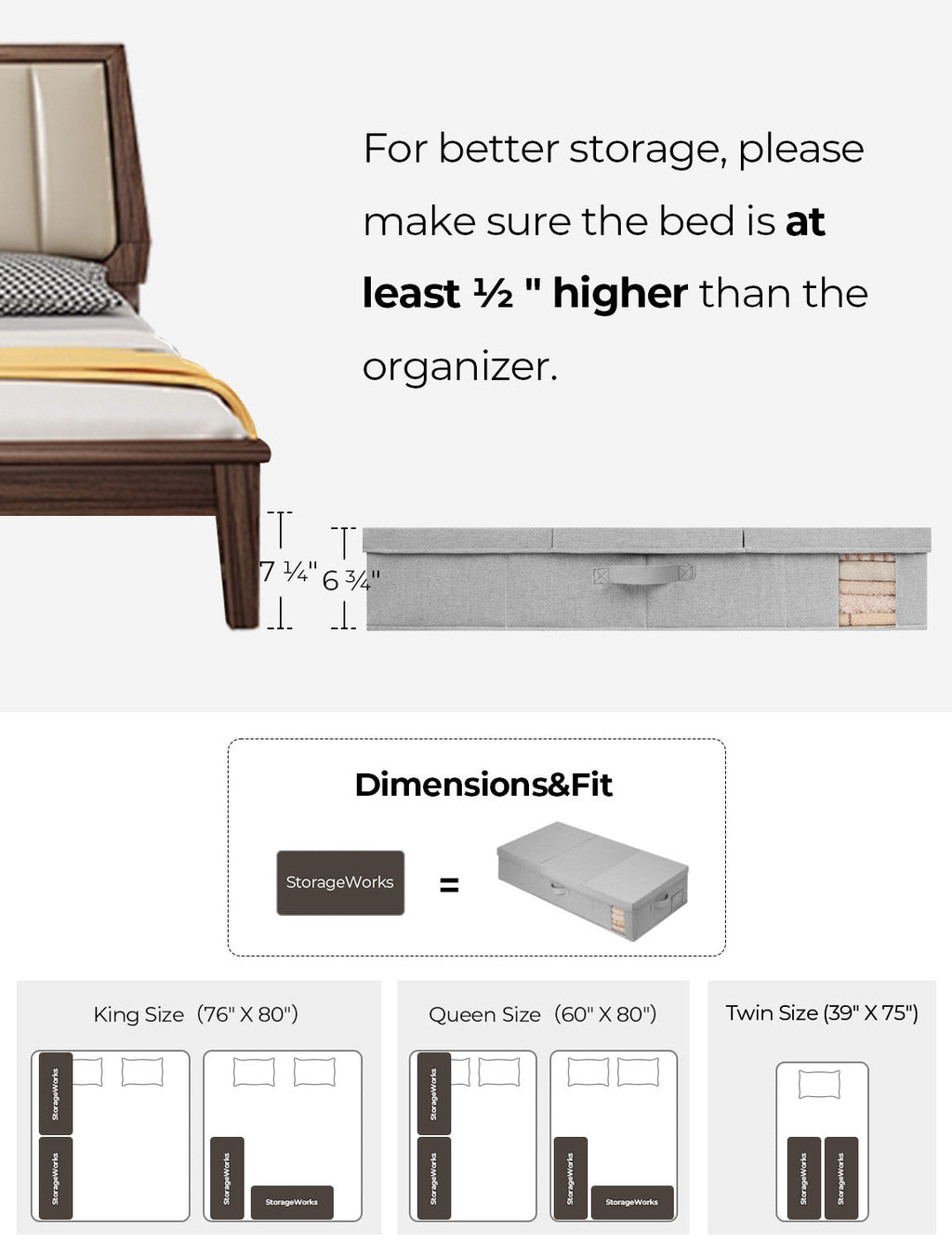 Under Bed Storage Bins with Lids, 2 Pack
