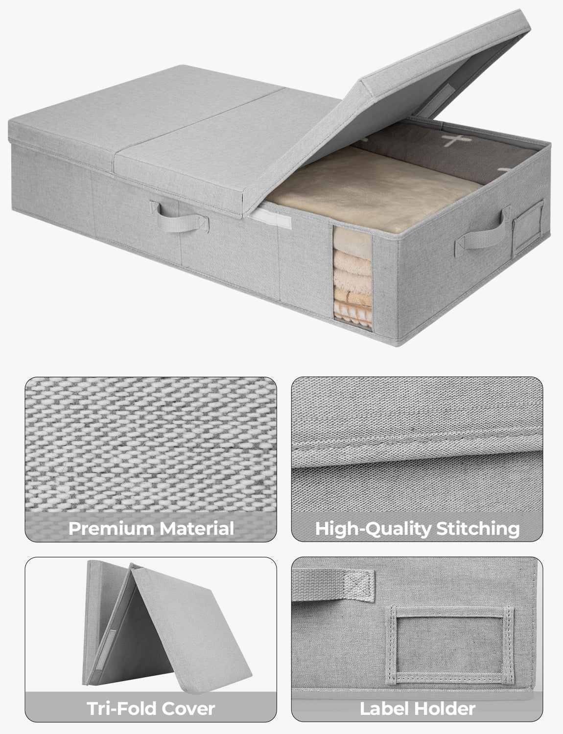 Under Bed Storage Bins with Lids, 2 Pack