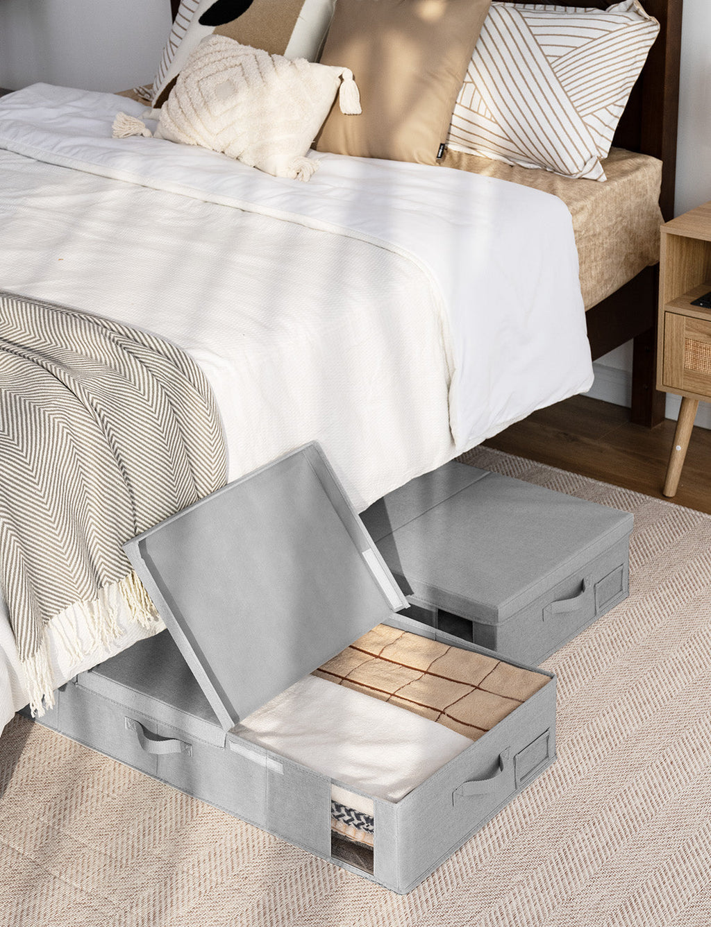 Under Bed Storage Bins with Lids, 2 Pack