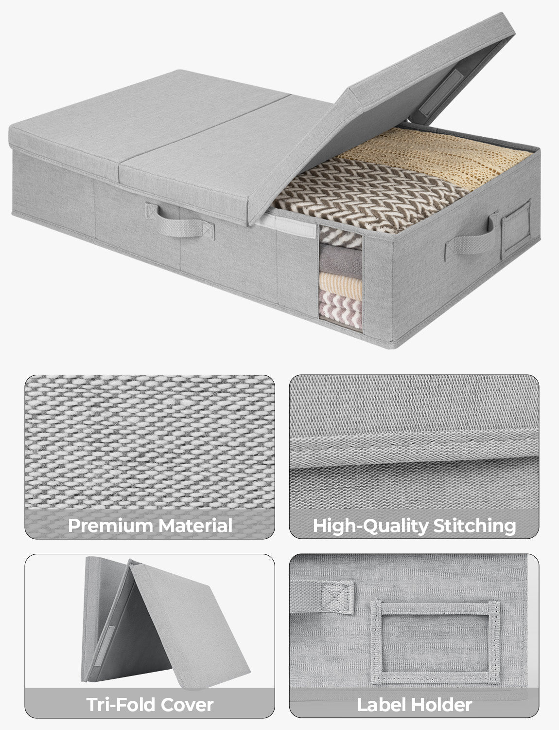 Under Bed Storage Bins with Lids, 2 Pack