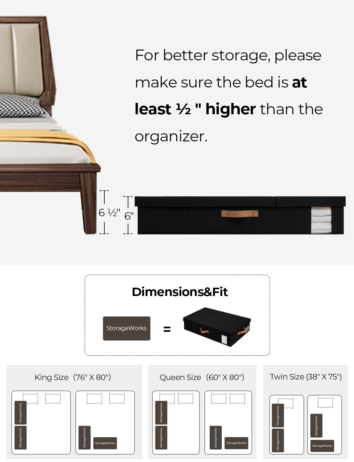 Under Bed Storage Bins with Lids, 2 Pack