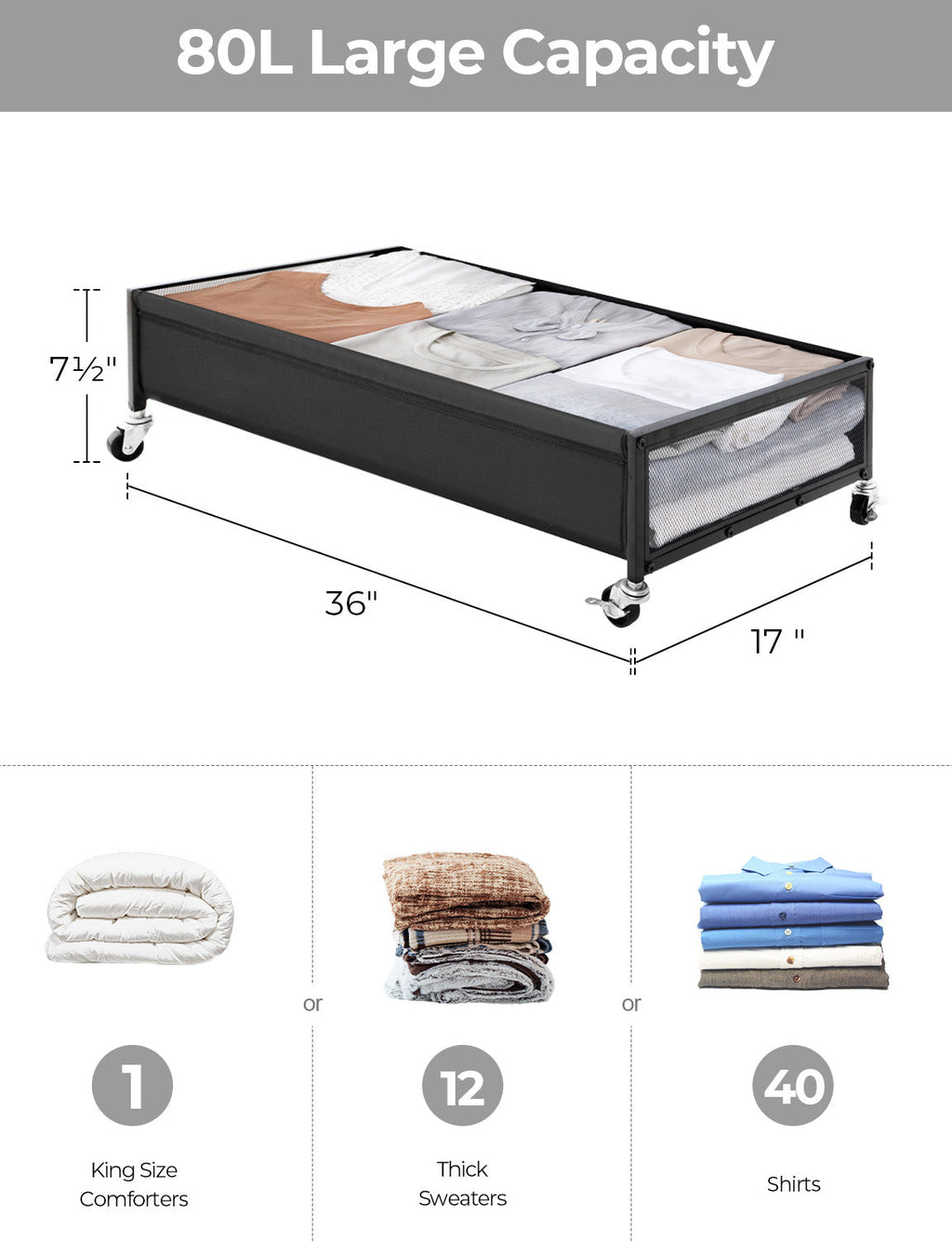 Under Bed Storage with Wheels