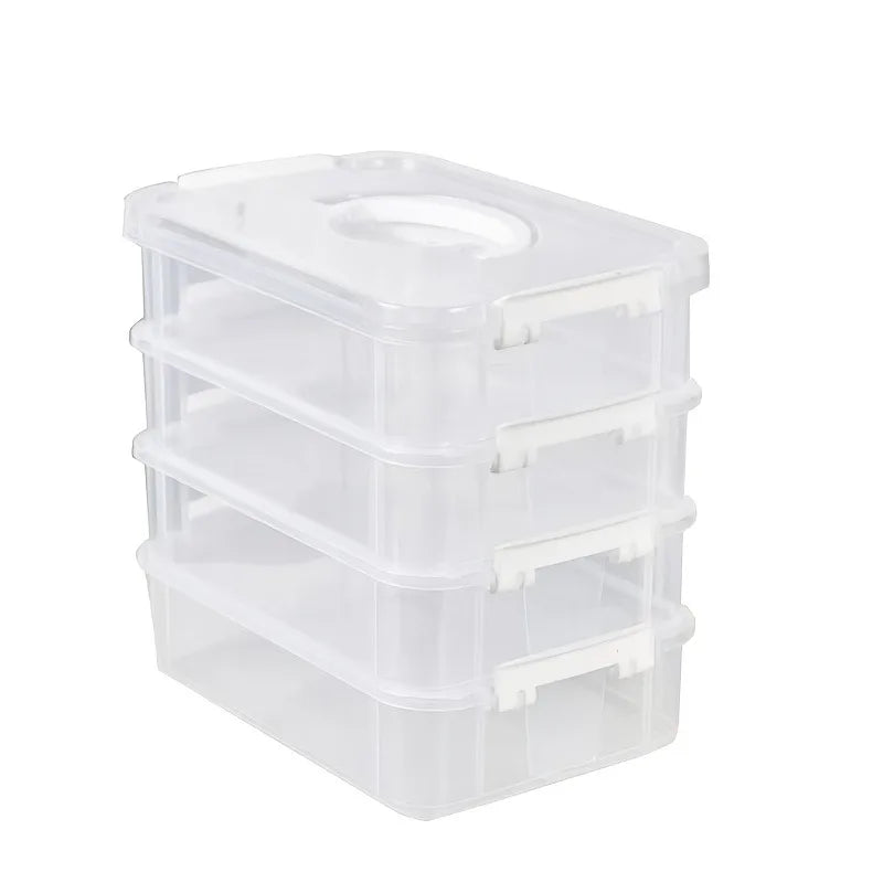 Extra Large 4-Tier Stackable Storage Box with Lid Clear Plastic Organizer Toy Building Block Storage Box
