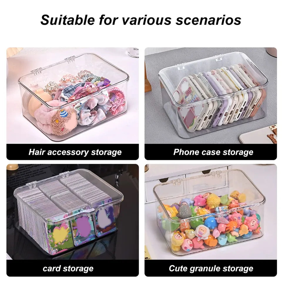 Plastic storage box, covered storage box, flip top desktop storage container, office supplies, stationery, cosmetics storage